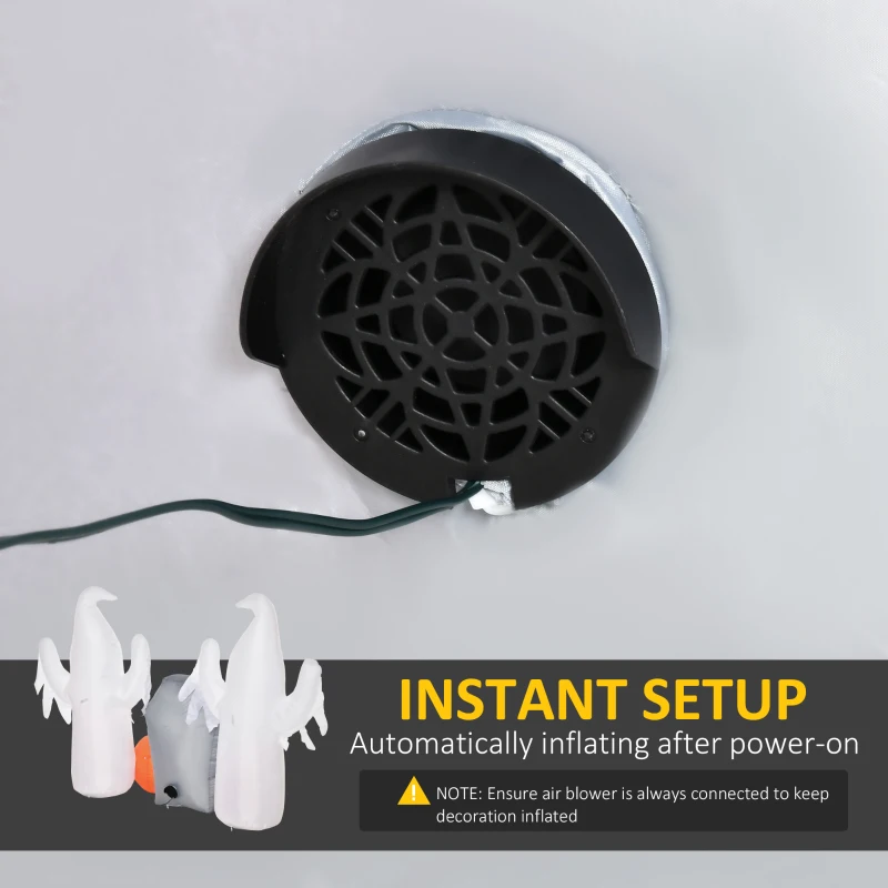 HOMCOM 6' Long Inflatable Halloween Ghost & Pumpkin Tombstone, Inflatable LED Light Yard Display Indoor Outdoor for Garden, Lawn, Party, Holiday