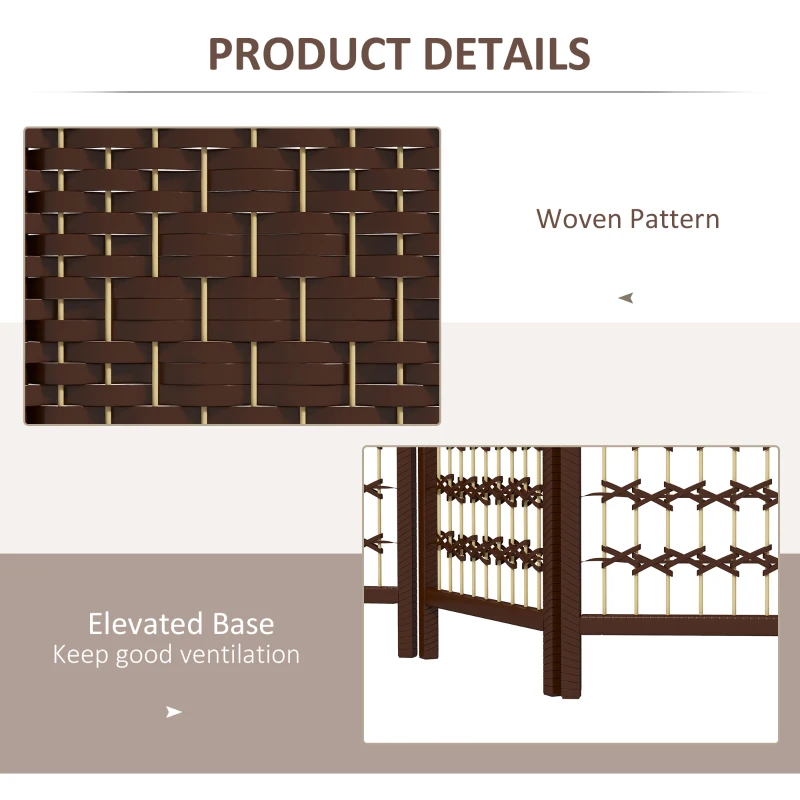 HOMCOM 6 Panel Folding Room Divider Portable Privacy Screen Wave Fiber Room Partition for Home Office Brown