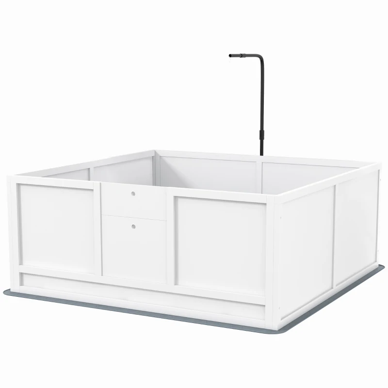 PawHut Whelping Box for Dogs with Retractable Light Stand, Waterproof Pad, Rail, Adjustable Height Door, 49" x 47"