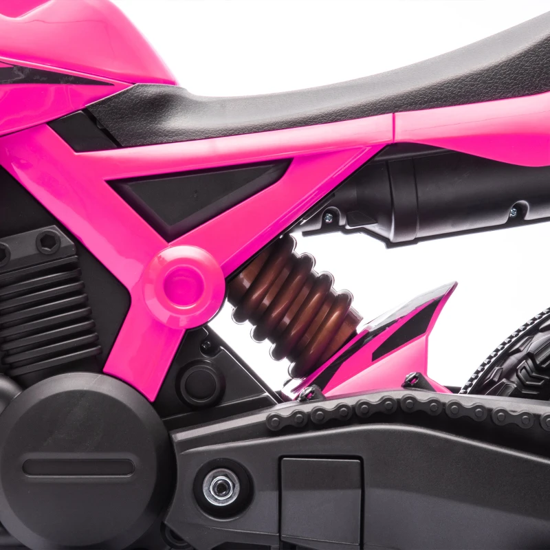 Qaba 6V Kids Motorcycle with Training Wheels, Horn & Start Sound, for 3-8 Years, Pink