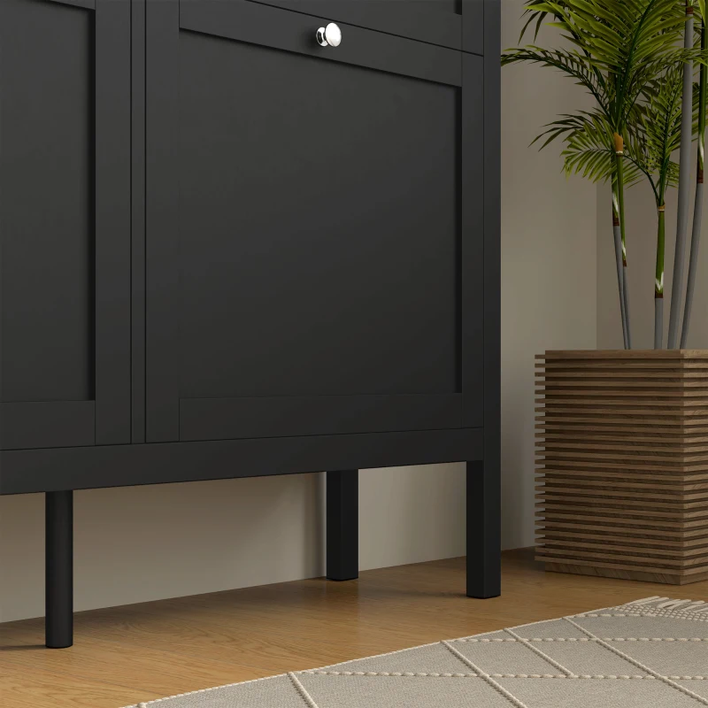 HOMCOM Entryway Shoe Storage Cabinet with 4 Flip Drawers, Adjustable Shelves, Narrow Shoe Cabinet for 20 Pairs of Shoes, Black