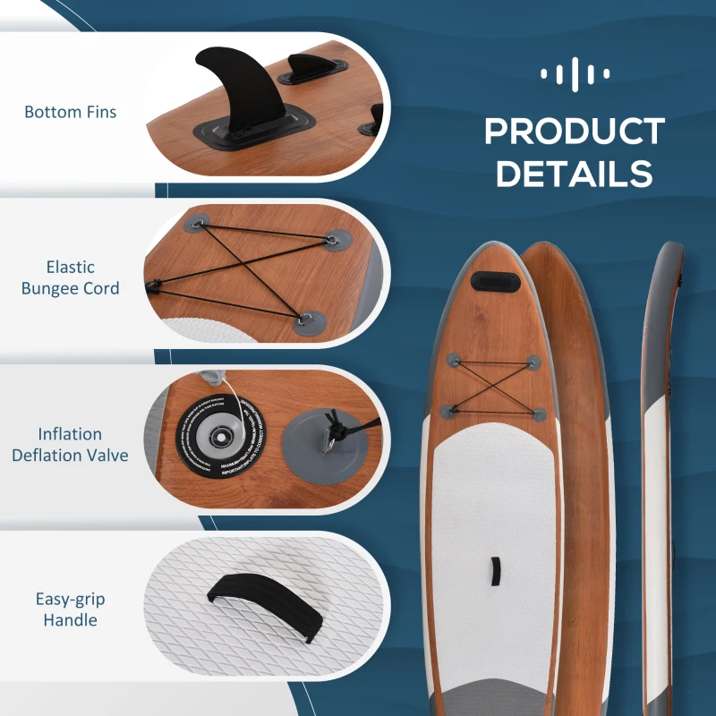 Soozier Inflatable Stand Up Paddle Board Ultra-Light Yoga SUP with Non-Slip Deck Pad, Premium Accessories, Waterproof Bag, Safety Leash and Hand Pump for Surfing, Touring and Fishing, Brown