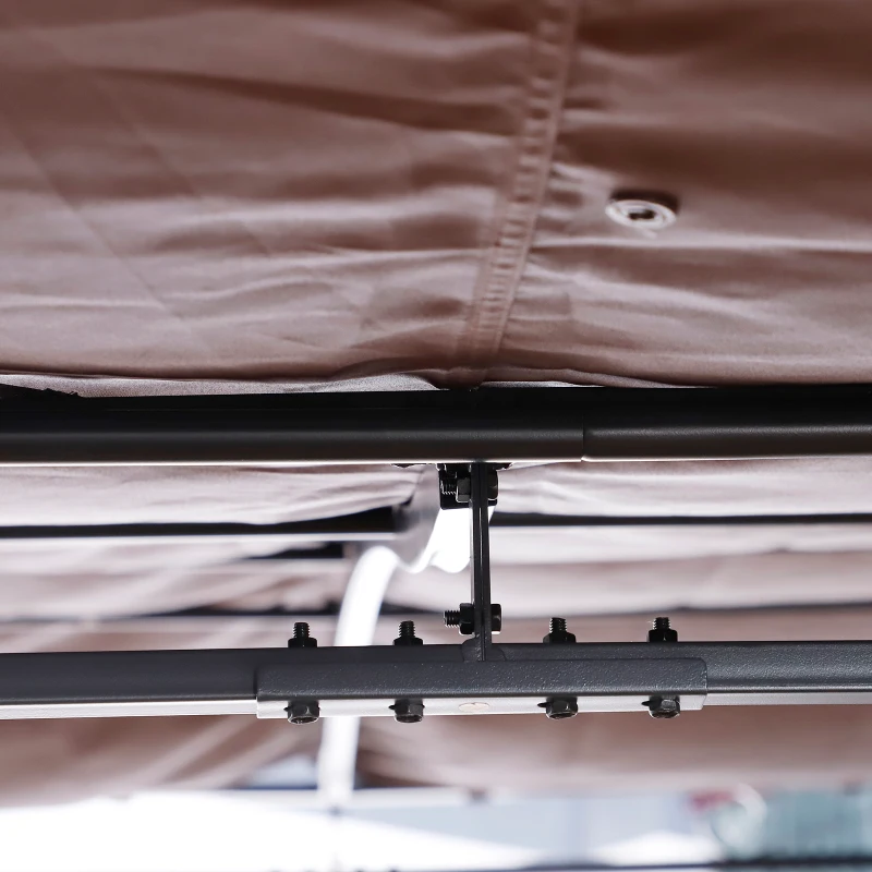 Outsunny 10x8ft Patio Metal Gazebo with Extendable Side Awning Outdoor Shelter Garden Sun Shade Canopy Deck Door Window Awning Brown