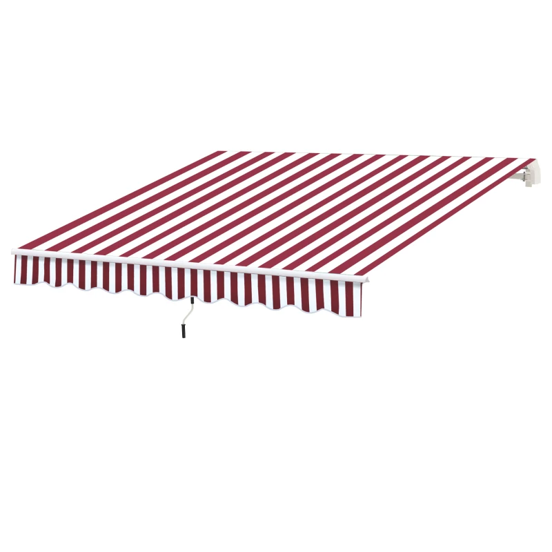 Outsunny 10' x 8' Manual Retractable Awning, Sun Shade Shelter Canopy, with Aluminum Frame and UV Protection for Patio Deck Yard Window Door, Wine Red and White Stripe