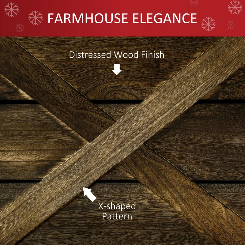 HOMCOM 24" Farmhouse Christmas Tree Base Cover Wooden Christmas Tree Collar Box Home Decoration, Dark Distressed Wood Finish