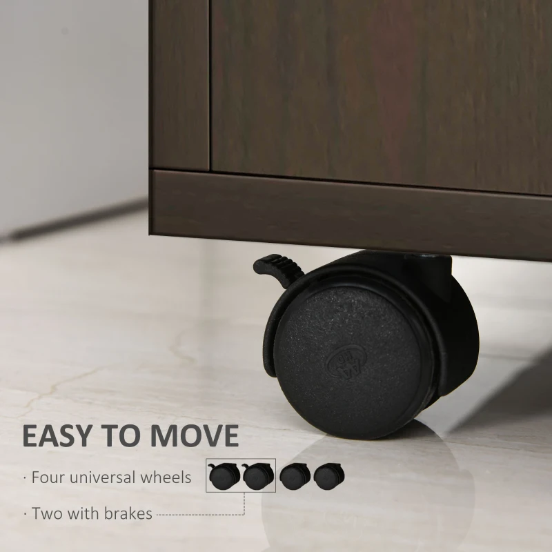 HOMCOM Printer Stand Multipurpose Moveable Filing Cabinet with Ample Inner Storage Space & 4 Easy-Rolling Wheels, Coffee