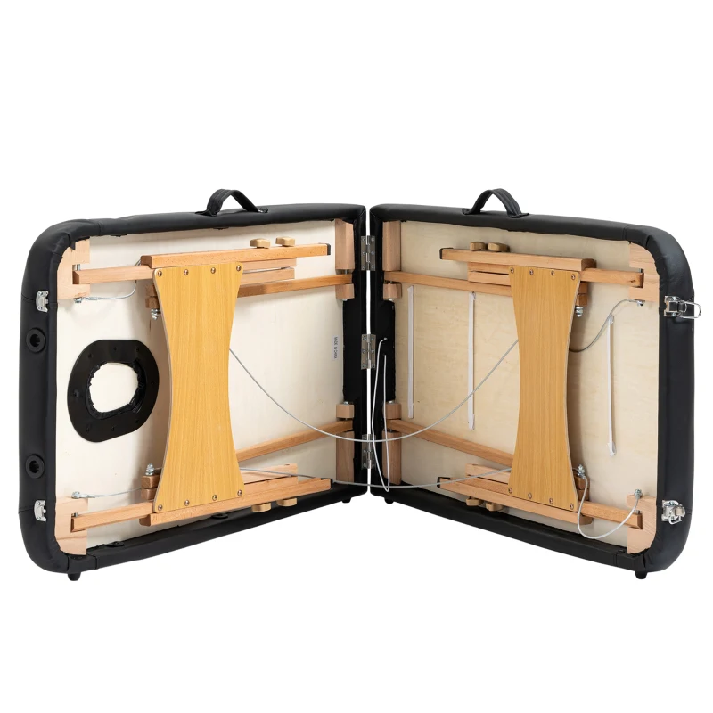 HOMCOM 83 Inch Portable Folding Massage Table, Height Adjustable Professional Salon Spa Facial Couch Bed with Free Carrying Case, Headrest, Armrests, Black