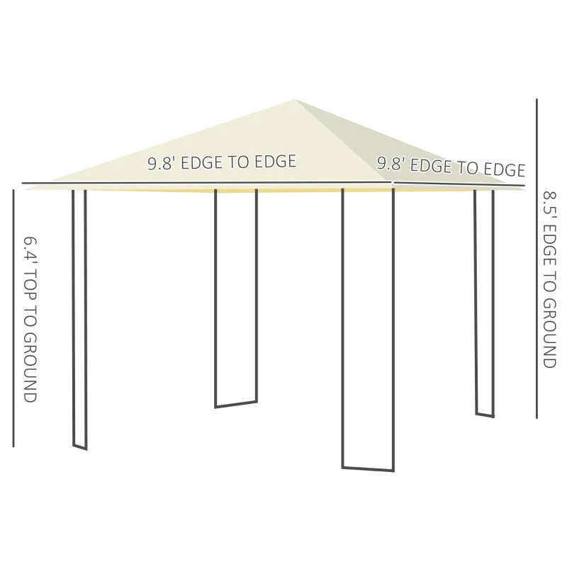 Outsunny 10' x 10' Patio Gazebo, Outdoor Gazebo Modern Canopy Shelter with Vents Roof and Steel Decorative Columns, for Garden, Lawn, Backyard and Deck