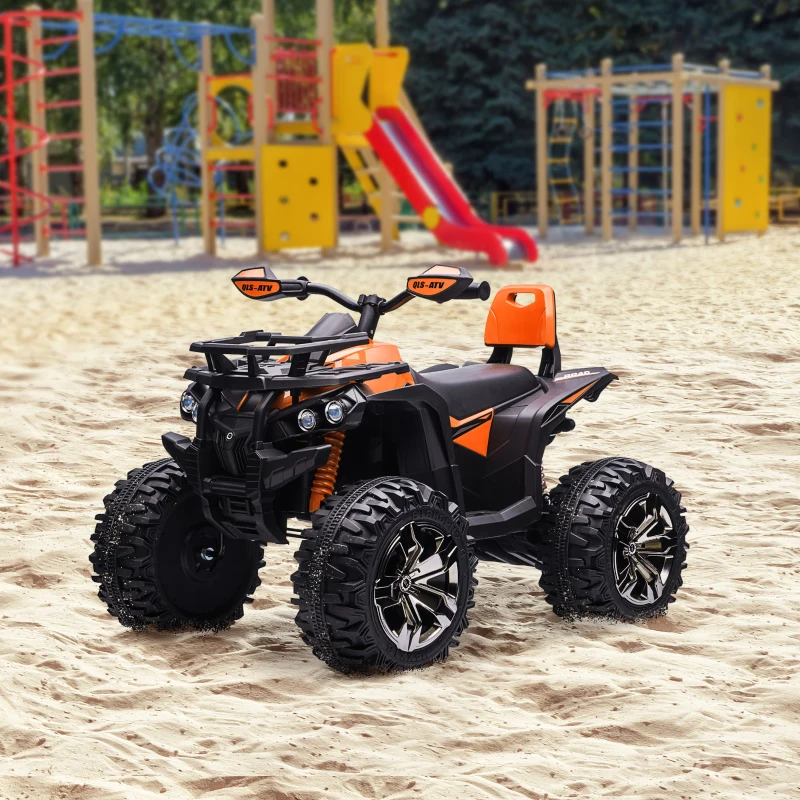 Aosom 12V 4 Wheeler Kids ATV with Music, Headlights for 37-60 Months Boys and Girls, Orange