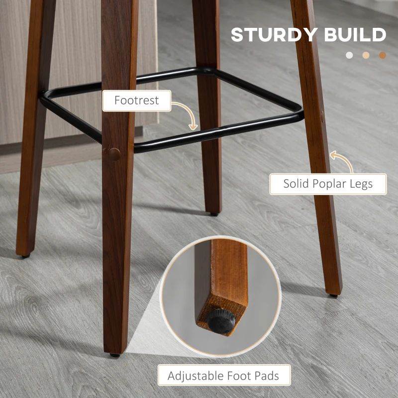 HOMCOM Bar Height Bar Stools, PU Leather Swivel Barstools with Footrest and Tufted Back, Set of 2, Black
