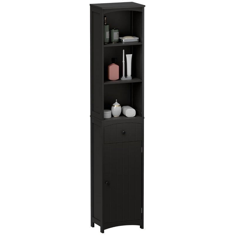 HOMCOM Tall Bathroom Cabinet Storage Organizer, Tall Cabinet with Shelves and Drawer