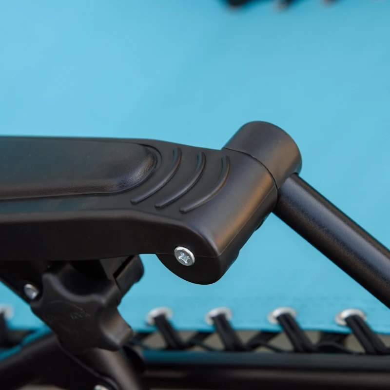 Outsunny 2 Piece Foldable Lounge Chair with Canopy Shade, Outdoor Zero Gravity Chair w/ Side Tray & Cup Holder, Reclining Lounger w/ Breathable Mesh Fabric Seat, Pillow, Sky Blue