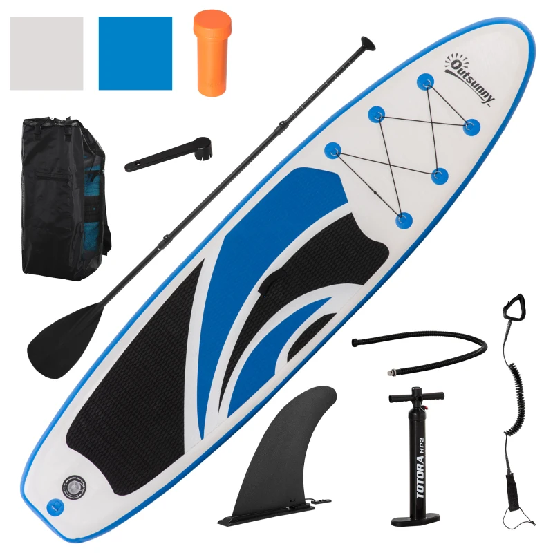 Outsunny 10'5" x 30" x 6" Inflatable Stand Up Paddle Board, Non-Slip & Ultra-Light Deck with SUP Accessories, Adj Paddle, Backpack Bag, for Youth Adults Beginner