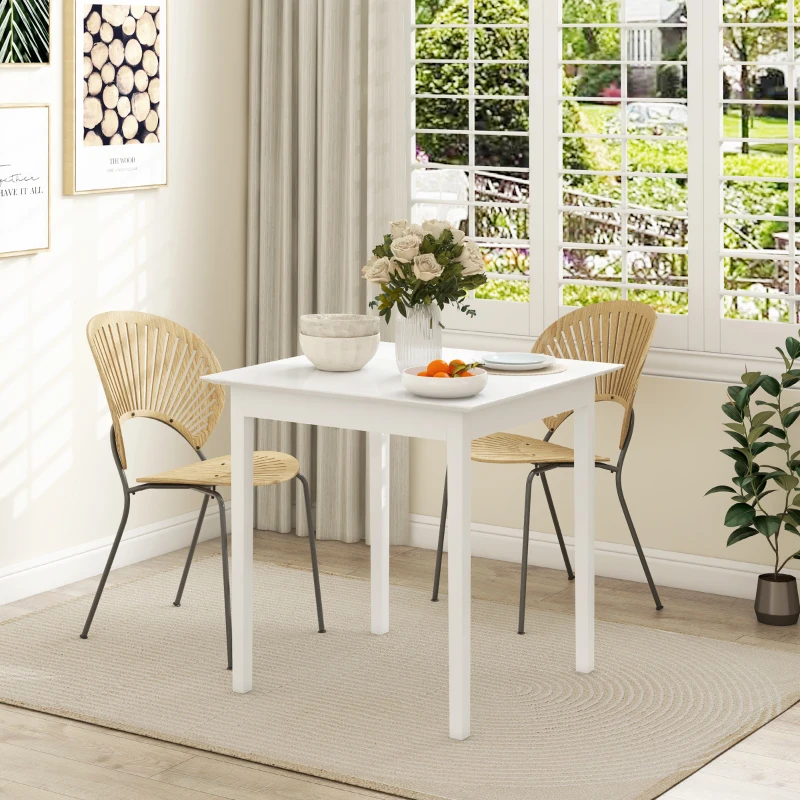 HOMCOM 30" Square Dining Table, Farmhouse Dining Room Table with Pine Wood Frame, Space Saving Small Kitchen Table, White