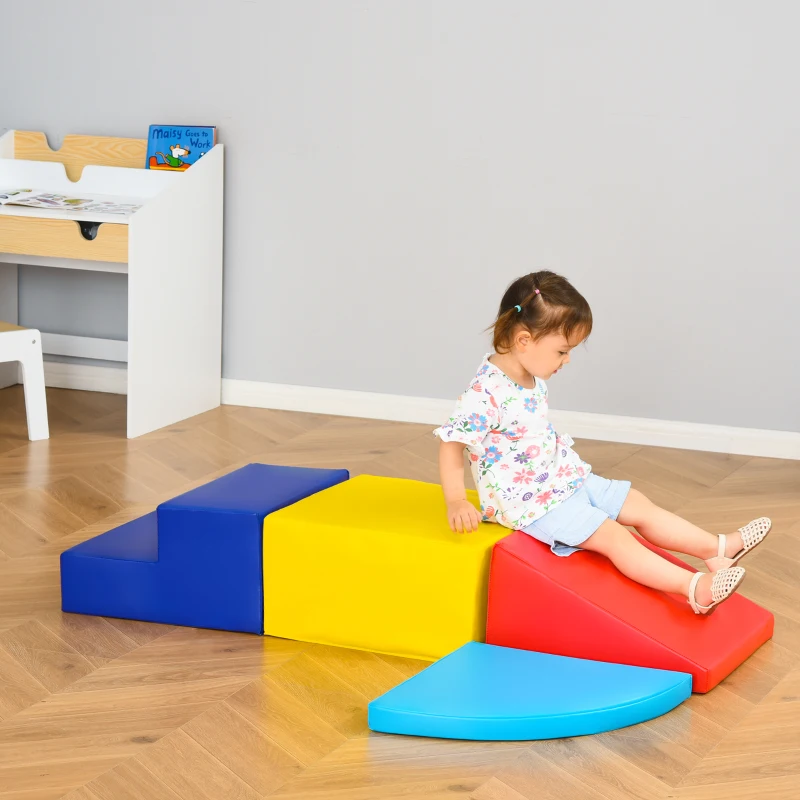Qaba Foam Play Set for Toddlers and Children Crawling or Sliding, Multicolor