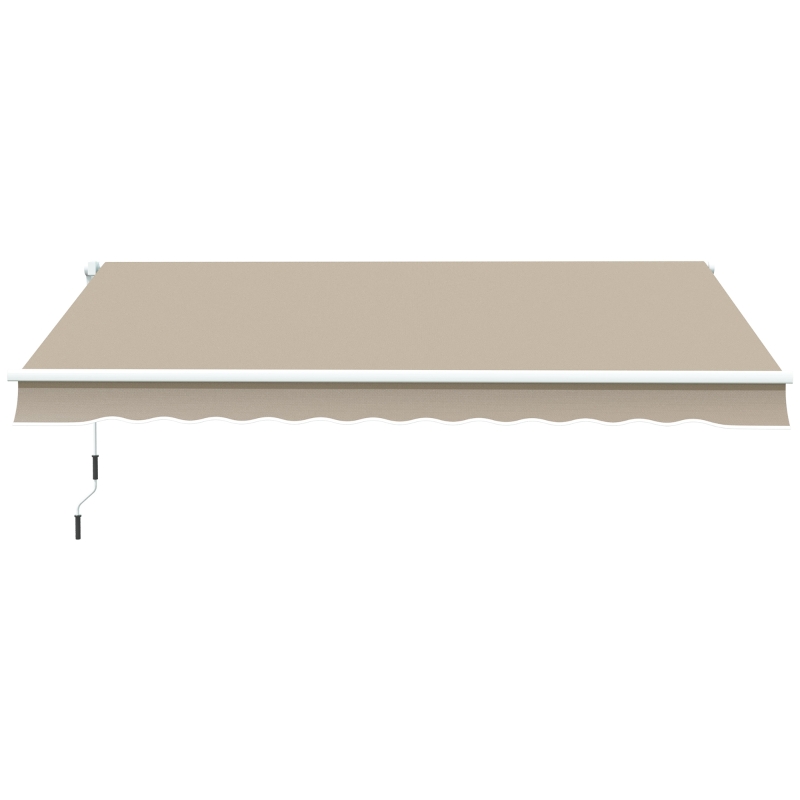 Outsunny 13' x 8' Manual Retractable Patio Awning Sun Shade Outdoor Deck Window Door Canopy Shelter Aluminum Frame Khaki