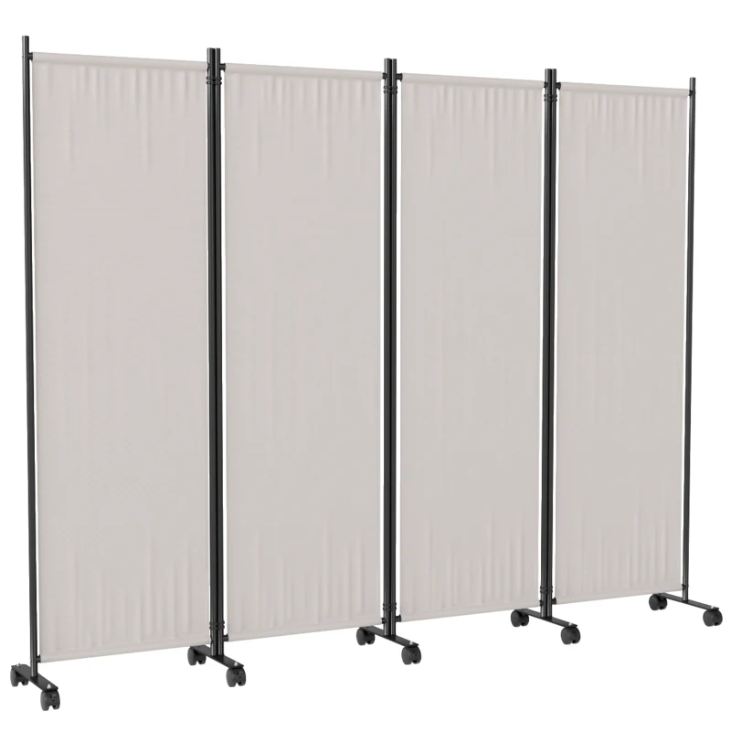 Outsunny Folding Room Divider with Castor Wheels, Rolling Privacy Screen for Patio Backyard Pool Hot Tub, 5.6ft Tall