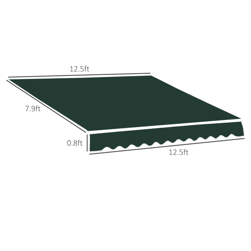 Outsunny Retractable Awning Fabric Replacement for 13' x 8' 840-151, Green