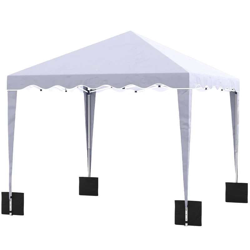 Outsunny 10' x 10' Pop Up Canopy Tent with Sand Bags, Instant Shelter with Adjustable Height and Carry Bag, Garden Outdoor Party Tent, White