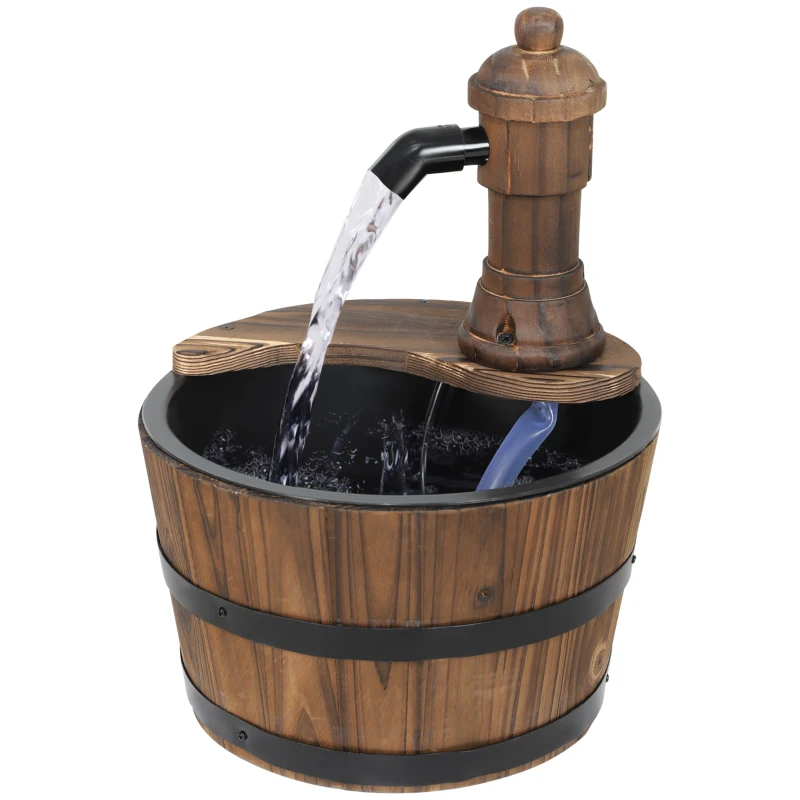 Outsunny Outdoor Fountain, Garden Water Fountain with Electric Pump for Porch, Deck, Yard, Carbonized