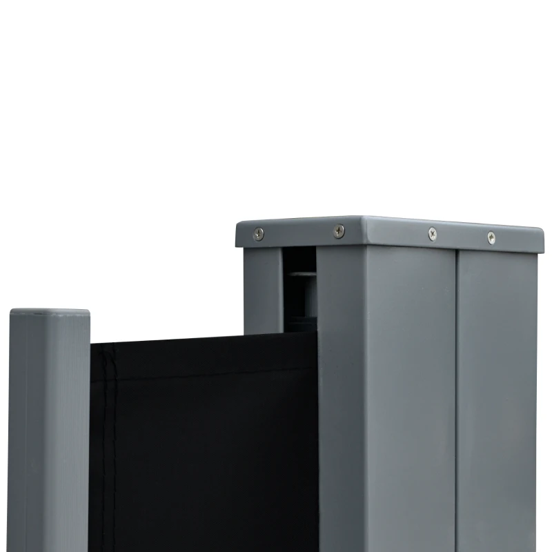 Outsunny Patio Retractable Double Side Awning, Folding Privacy French Screen Fence, Privacy Wall Corner Divider, Garden Outdoor Sun Shade Wind Screen, Indoor Room Divider, Black