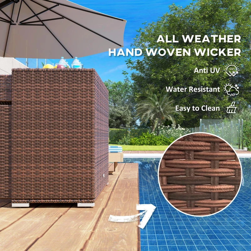 Outsunny Outdoor Storage Cabinet, Waterproof PE Rattan Cabinet with Drawer for Indoor, Outdoor Swimming Pool, Mixed Brown