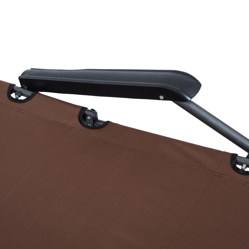 Outsunny Folding Chaise Lounge Chair, Outdoor Portable 2-Level Adjustable Recliner Zero Gravity Chair with Headrest Pillow, Armrests with Storage Mesh Pocket, Brown