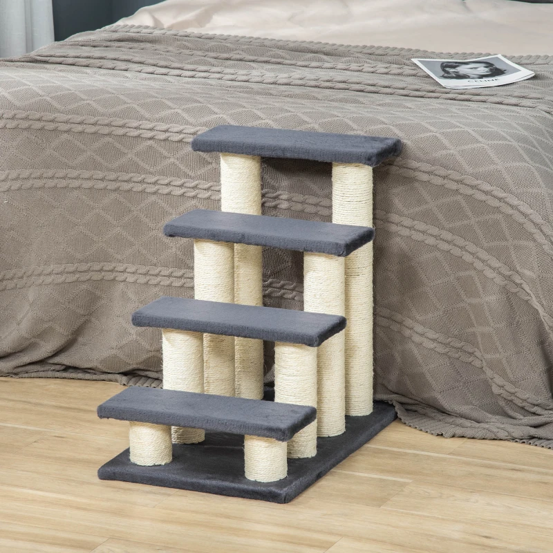 PawHut Cat Tree with 4 Steps for High Beds w/ Sisal Scratching Post