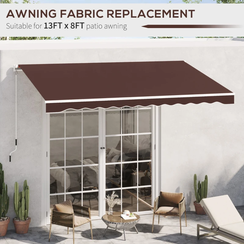 Outsunny Retractable Awning Fabric Replacement for 13' x 8' 840-151, Coffee