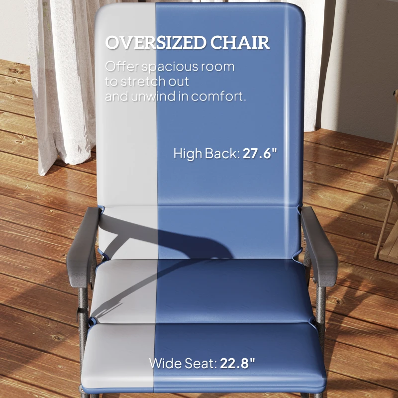 Outsunny Outdoor Rocking Chairs Set of 2, Folding Rocking Chair Set, 400 lbs. Capacity, Wide Seat, Padded High Back, Dark Blue