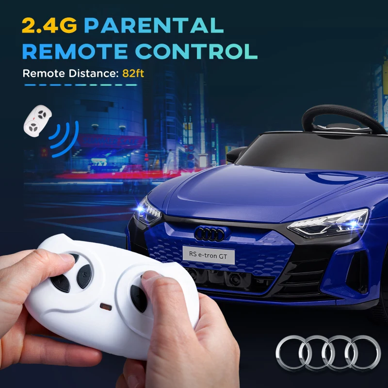 Aosom 12V Licensed Audi RS E-tron GT Kids Ride on Car with Remote Control, Suspension, Horn, Music, Lights, Dark Blue