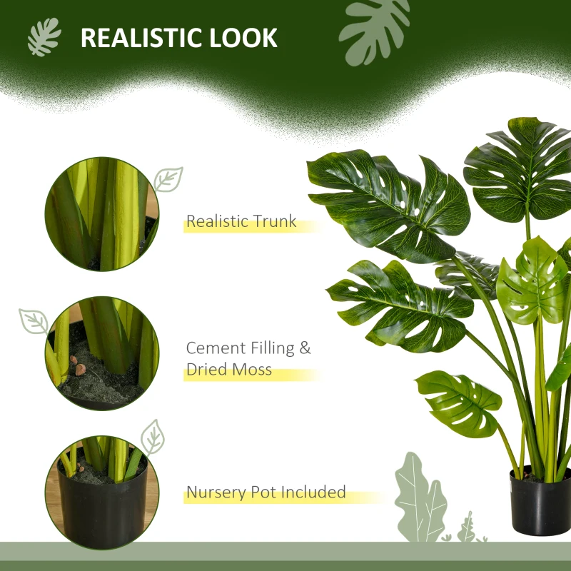 HOMCOM Artificial Plant Palm Tree in Pot, Fake Plants for Home Indoor Decor, 135cm, Green