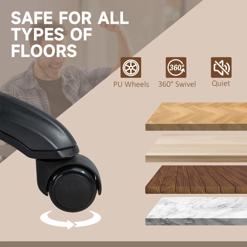 HOMCOM 6 Point Vibration Massage Office Chair with Heat, Microfibre Fabric Comfy Computer Desk Chair, Charcoal Gray