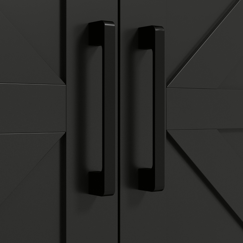 HOMCOM Farmhouse Kitchen Pantry, 68" Freestanding Hutch Storage Cabinet with Microwave Oven Countertop, Black