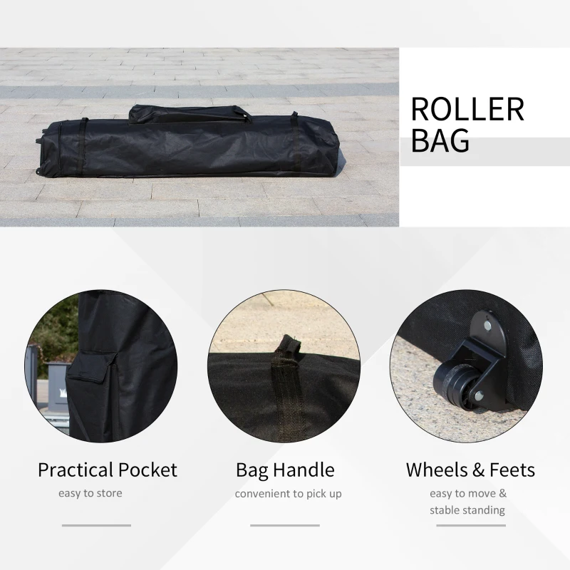 Outsunny 10' x 20' Pop Up Canopy Tent with Sidewalls & Doors, Instant Tents for Parties with Wheeled Carry Bag, Height Adjustable, for Outdoor, Garden, Patio, White