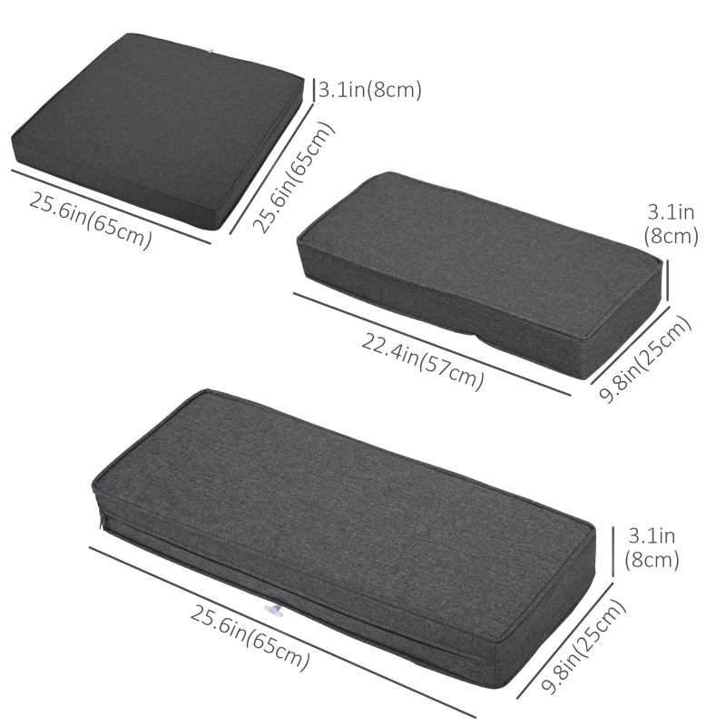 Outsunny 14pcs Sofa Cushion Cover Set Outdoor Patio Rattan Sofa Cushion Polyester Cover Replacement No Cushion Padding Included 6 Seat Cushion Cover & 8 Back Cushion Cover, Grey