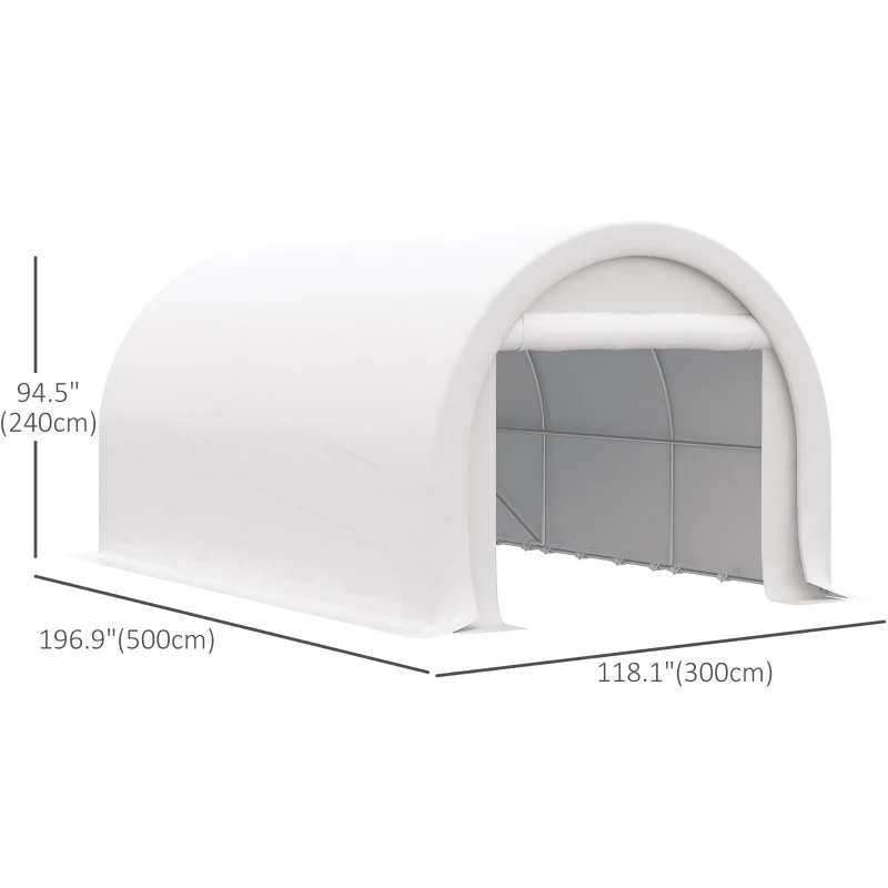 Outsunny 10' x 16' Heavy Duty Portable Carport Tent with Zippered Door, PE Cover for Car, Boat, Motorcycle, Bike, White