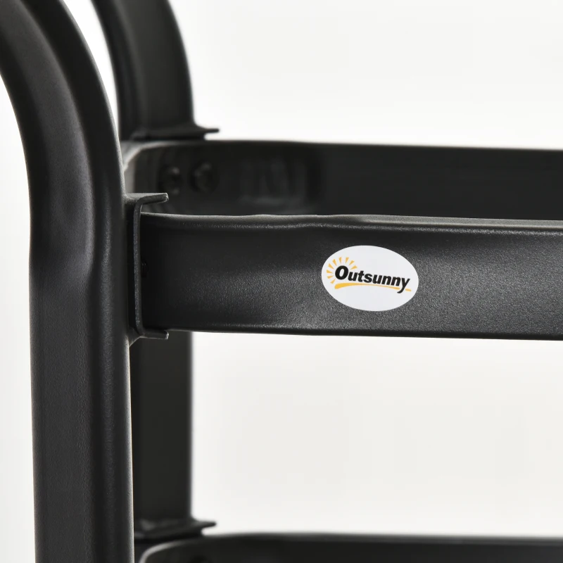 Outsunny 42-inch Patio Dining Table with Umbrella Hole Square Outdoor Bistro Table for Garden Lawn Backyard, Steel