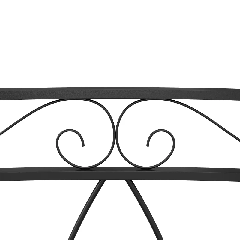 Outsunny 8' Metal Arch Garden Bridge Arc Footbridge with Guardrails and Decorative Scrollwork, Black
