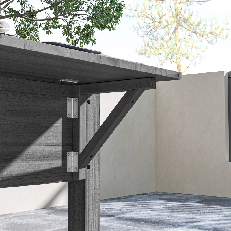 Outsunny Wood Raised Garden Box, Elevated Garden Bed with Side Table, Bottom Shelf, Bed Liners and Drainage Holes, Gray