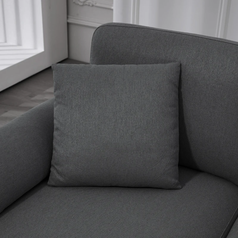 HOMCOM L-Shape Sofa, Modern Sectional Couch with Changeable Chaise Lounge, Pillows and Wooden Legs for Living Room, Dark Grey