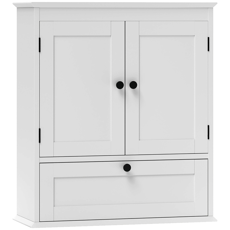 HOMCOM Medicine Cabinet with Adjustable Shelf, Bathroom Wall Cabinet Bathroom Cabinet with Recessed Panels, White
