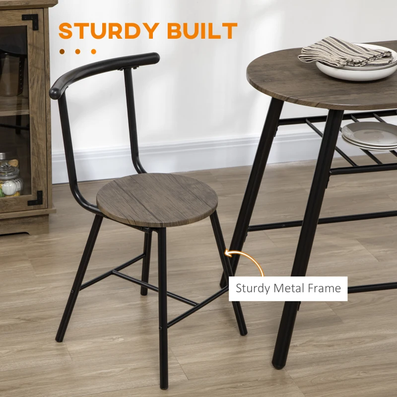 HOMCOM 3-Piece Dining Table Set, Oval Kitchen Table and 2 Chairs, Small Breakfast Table Set with Metal Frame for Small Space, Dining Room, Living Room, 35.4" x 19.7" x 29.5"