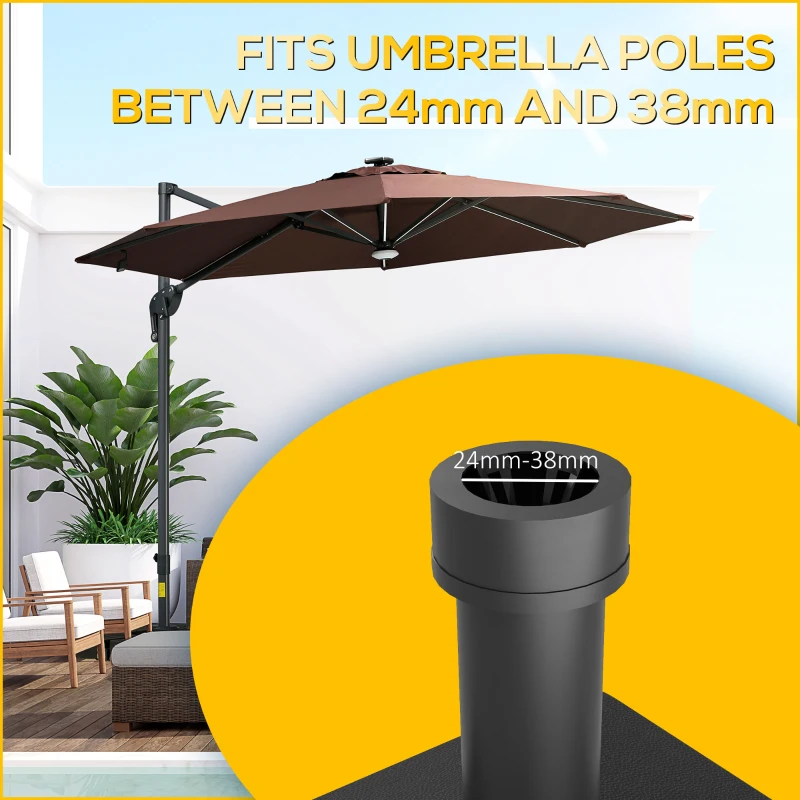 Outsunny Umbrella Base with Wheels, Fillable Base Holder with Steel Pole, Parasol Stand for Patio, Outdoor, Backyard, Black