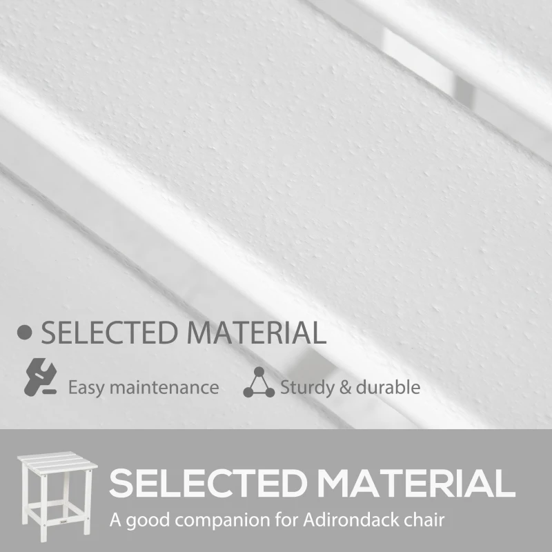 Outsunny Patio Side Table, 15" Square Outdoor End Table, HDPE Plastic Tea Table for Adirondack Chair, Backyard or Lawn, White