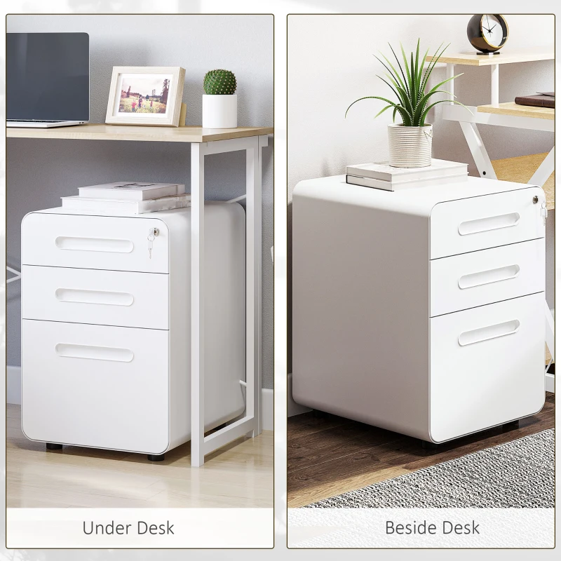 Vinsetto Lockable File Cabinet, Steel Filing Cabinet on Wheels for Legal, A4, Letter Size, Home Office