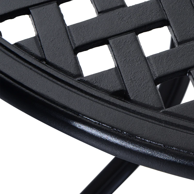 Outsunny 33" Patio Dining Table Round Cast Aluminium Outdoor Bistro Table with Umbrella Hole - Black