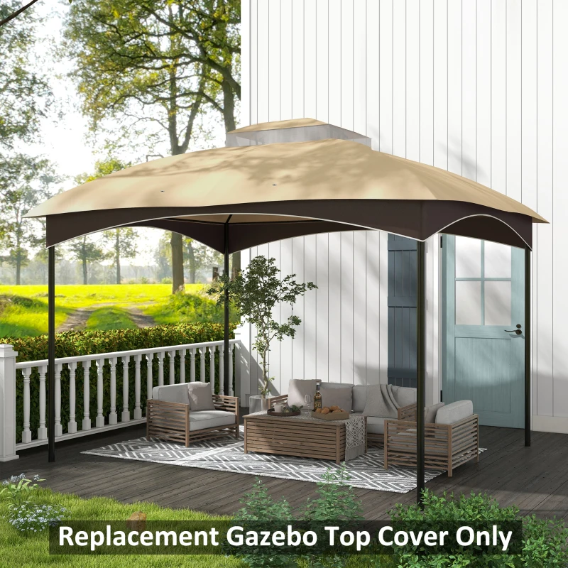Outsunny 10' x 12' 2-Tier Gazebo Cover, Patio Gazebo Canopy Replacement with Drainage Holes for 84C-210 Series, Beige