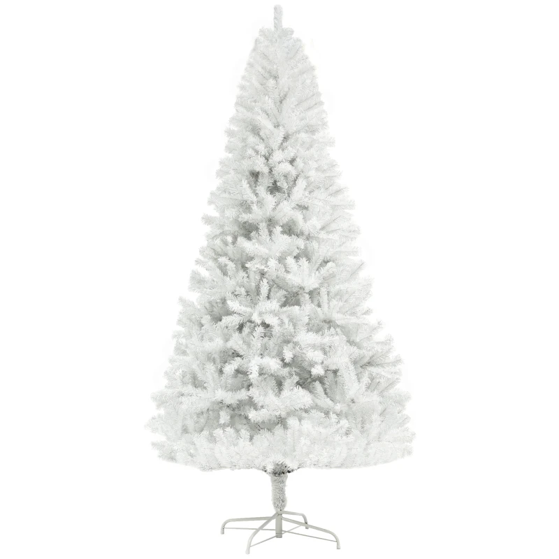 HOMCOM 6ft Unlit Artificial White Christmas Tree, Holiday Décor with 1000 Branch Tips, Auto Open and Steel Base