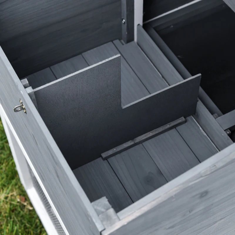 PawHut 69" Wooden Chicken Coop, Poultry Cage Hen House with Connecting Ramp, Removable Tray, Ventilated Window and Nesting Box, White